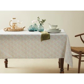 English Home Rectangular Tablecloth with Floral Print Washable Table Cloth Dining Table Cover for Kitchen Birthday Picnic Thanksgiving 150x200 cm, White Pink