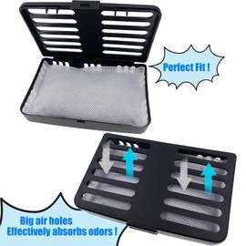 Activated Charcoal Odor Absorbing Filter Refill Deodorizer Compatible with iTouchless Trash Cans 8 Gallon and Larger (4 Large Filters+ 1 Compartment) (Black)