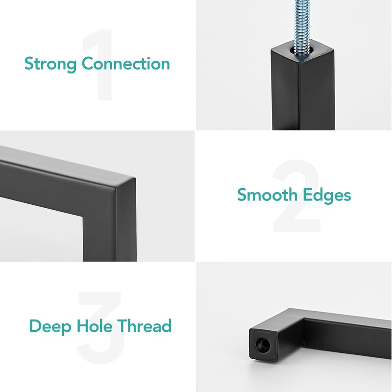 HOME EDIT Matte Black 5 Pack Square Bar Drawer Handles