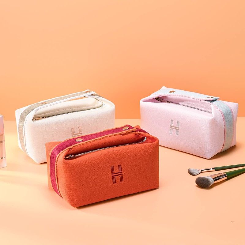 Sluxa ファッションメイクアップバッグ レディース オレンジレッドキャンバス メイクアップトラベルバッグ ハンギングコスメティックバッグオーガナイザー 女性用, レッド