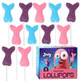 Mermaid Tail Lollipops – 12 Pack – Individually Wrapped Candy Suckers for Mermaid Party Favors, Mermaid Birthday, Mermaid Party Supplies & Goodie Bags