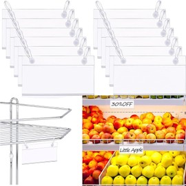 Xiaozuoyue Clear Wire Shelf Label Holders, 10 x 5.5 cm, 50-Pack, PVC Price Tag Display Clips for Retail Baskets