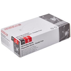 SHIELD HEA00972 Powder-Free Gloves, Nitrile, Small, Blue (Pack of 100)
