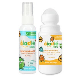 DIADIE KIDS Desodorante natural para Niños, Rollon y Atomizador 2 Pack