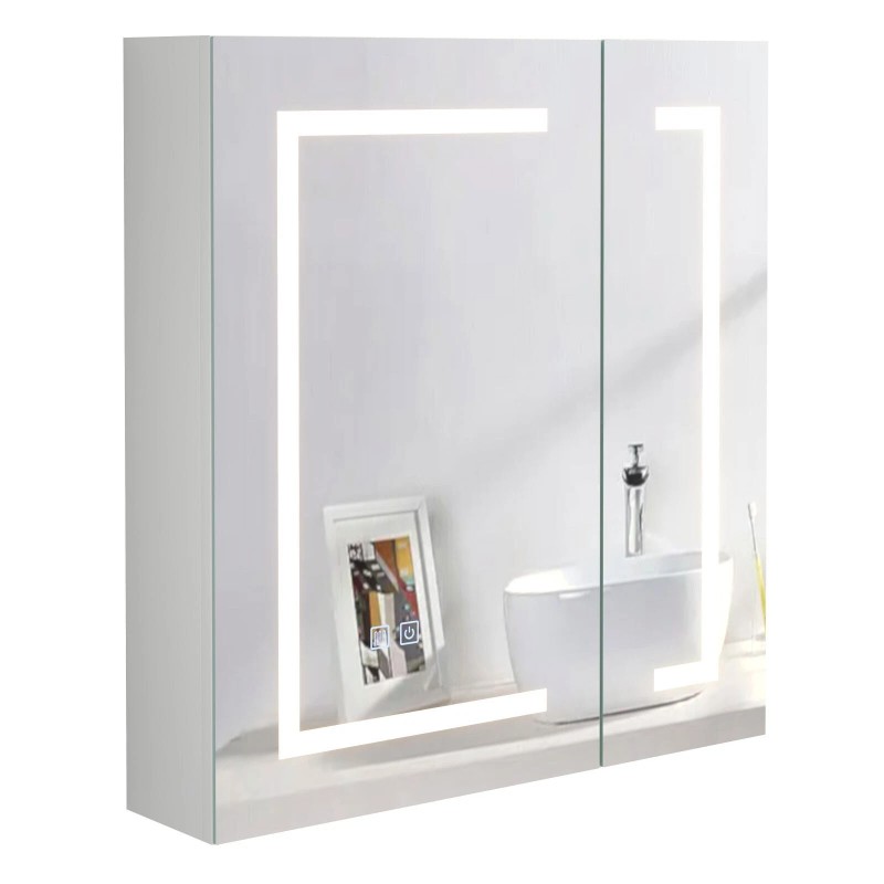 Mepplzian Large LED Bathroom Mirror Cabinet Touch Switch 3 Colors