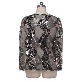 BABEYOND 1920s Shawl Wraps Gold Sequined Shell Evening Cape Wedding Bridal Shawl Scarf (Black with Gold Sequins)