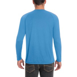 Runceptual Men's Sun Protection Shirts UPF 50+ UV Long Sleeve Rash Guard Shirts Lightweight Quick Dry for Fishing Swimming Running Hiking Blue M