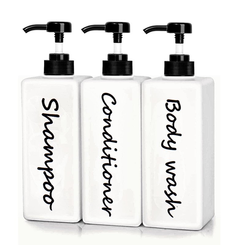 Shampoo and Conditioner Dispenser (Set of 3, 21oz) Modern Refillable