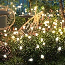 Kizozo Solar Lights for Outdoor Use, Pack of 4, Solar Fireflies with 10 LEDs, Solar Lights Garden IP65 Waterproof, Garden Solar Lights for Outdoors, Solar Lights Garden Balcony, Garden Decoration for