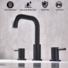 JXMMP 3 Hole Black Sink Faucet Bathroom, 8 in Matte