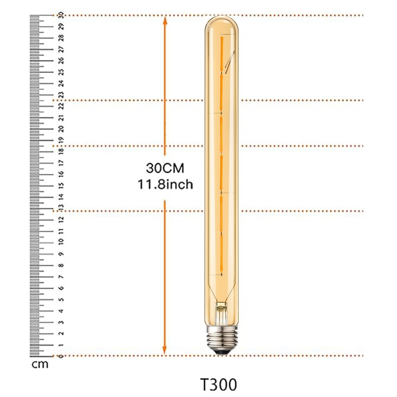 Leools 4-Pack Vintage LED Filament Bulb T300 Dimmable Led Edison