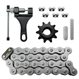 420 Roller Chain 42 Links + 10 Tooth 5/8 Sprocket with Chain Breaker Tool for Coleman CT200U BT200X CT200U-EX Baja Warrior Massimo TrailMaster MB200 Predator 196cc 200cc 212cc 6.5hp Mini Bike Parts