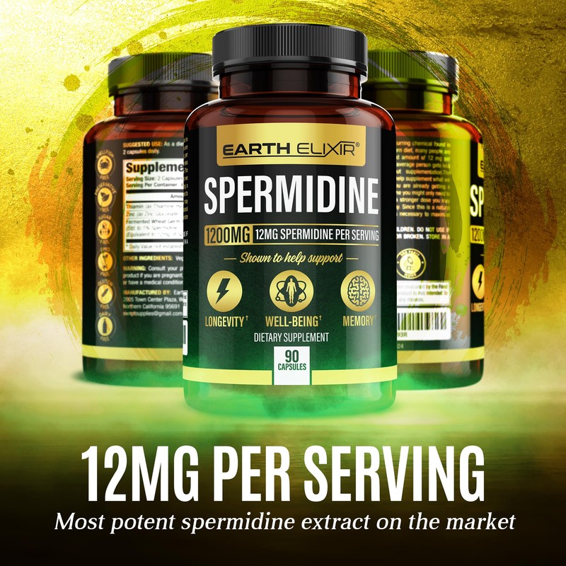 Earth Elixir Spermidine Supplements 1200mg (90 Capsules) – Anti Aging