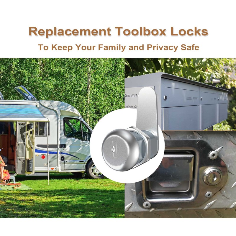 Hecfu 1 Pcs Tool Box Lock, 5/8" Cam Lock Keyed