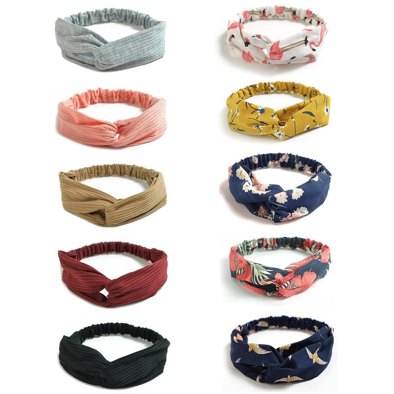 DRESHOW - Paquete de 10 diademas boho para mujer y