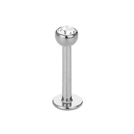 eeddoo® Crystal Labret Piercing Silver Steel; 13 Colours; for Lip Piercings, Nose, Madonna, Monroe, Helix, Tragus - Made of Stainless Steel - 1.2 mm/1.6 mm Bar with Ball for Screwing Stone