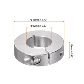 QUARKZMAN 2-Piece Shaft Collar 22 mm Bore Aluminium Alloy Set Screw Split Clamping Ring 45 mm AD 12 mm Width for Wheel Wheelbarrow Axle Gear Units Machine Tool Industrial Anodizing