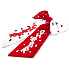 Emulily Cheers Hair Bow for Girls Hair Ribbon Bow Hair Clips with Long Tail Red and White Two Tone
