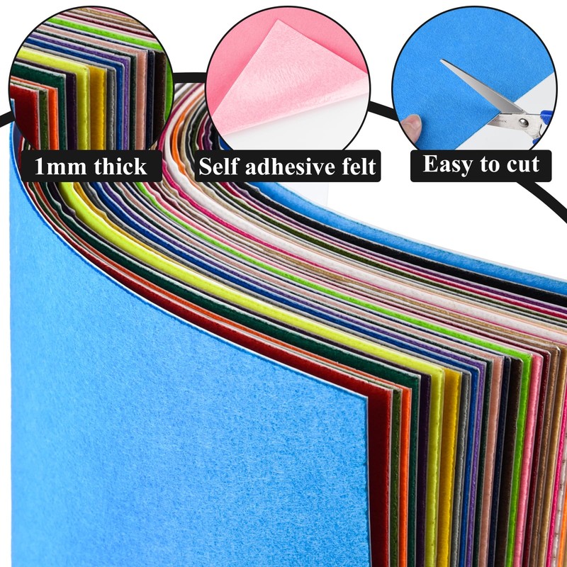 BOUBONI 10PCS Green Self Adhesive Felt Fabric Sheets Sticky Felt
