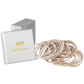 HAARallerliebst Thin Hair Bobbles (Pack of 30) Light Beige 1.5 mm Thick for Blonde Hair Including Box for Storage (Box Colour: White)