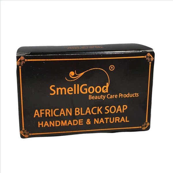 SmellGood - African Black Soap, totally natural, best quality, raw and organic soap, great for body and face wash, imported from Ghana, 1 LB bar, 33 Units Set