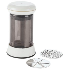 Fox Valley Traders Cheese Grater/Shaver, BPA-Free Plastic and Metal, 5 1/2" High x 3" Diameter, 2 Interchangeable Blades, Includes Lid