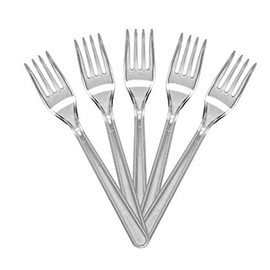 100 Clear Plastic Forks Strong Heavy Duty (Washable & Reusable)