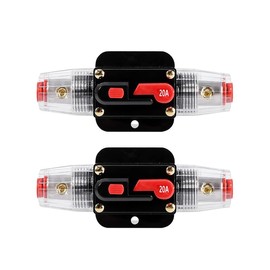 Car Fuse Holder, Automatic Fuse Holder, 12 V-24 V, DC Inline Car Circuit Breaker Fuse, Car Manual Reset Switch, Car Circuit Breaker (20 A) Pack of 2