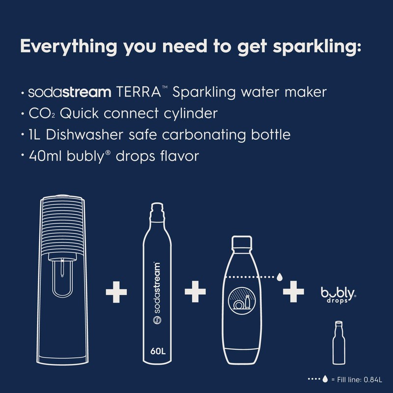 SodaStream Terra Sparkling Water Maker (Red) with CO2, Dishwasher Safe