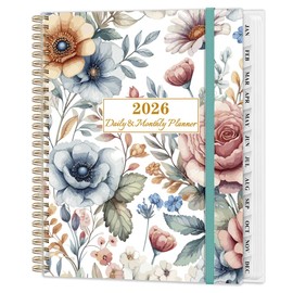 2026 Daily & Monthly Planner Calendar - Daily Planner Calendar One Page Per Day from Jan 2026 to Dec 2026, Flexible Cover, 7''x10'', Storage Pocket, Colorful Large Flower
