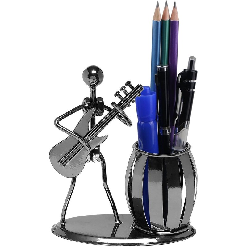 Cisixin Desktop Accessories Multi-Purpose Metal Guitar Pencil Holder