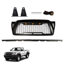 munirater Front Bumper Grille with Amber Light Black Replacement for 2005 2006 2007 2008 2009 2010 2011 Tacoma