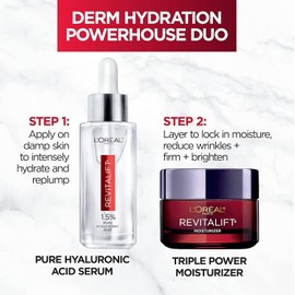 L'Oreal Paris Revitalift 1.5% Pure Hyaluronic Acid Face Serum + Triple Power Anti-Aging Face Moisturizer, 1 kit