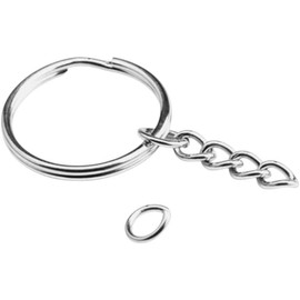Juego de 100 Piezas Llaveros con Cadena, Llaveros de Metal, Con 100 Anillos Abiertos, Aros Para Llavero, Herraje, Argolla 5.5 Cm x 2.5 Cm.