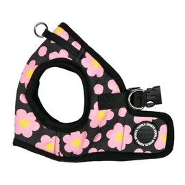 Puppia Bacopas Dog Vest Harness B (Step-in) Fashionable Flower Pattern Spring Summer Harness for Small and Medium Dogs, Black, Small