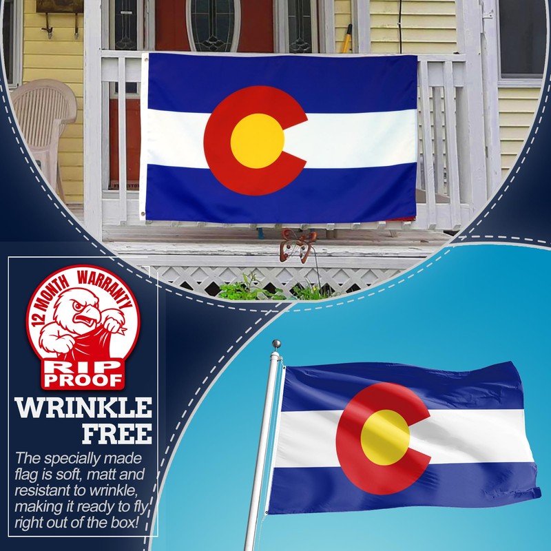 Anley Rip-Proof Double Sided 3-Ply Colorado State Flag 3x5 Foot
