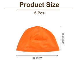 PATIKIL Sweat Wicking Cap, 6 Pack Skull Cap Football for Men Breathable Cooling Helmet Liner Bandana for Cycling Running Sports Hat, Orange