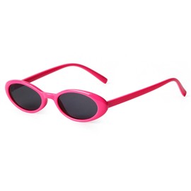 Retro 90s Oval Sunglasses Women Trendy Small Fashion Tinted Narrow Sun Glasses UV400 Protection for Driving Party Gift Hot Pink Tortoise Aesthetic Accessories