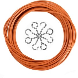 ASIWUJING Net Curtain Wire and Hooks Set, 10M Net Curtain Wire with 30pcs Eye Bolts and 30pcs Screw-in Hooks for Net Curtain Rod(orange)…