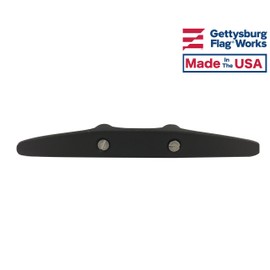 Gettysburg Flag Works 6" Black Standard Duty Cast Aluminum Flagpole Cleat for Inground Outdoor Flagpoles, Made in USA