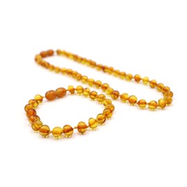 Amber Necklace & Bracelet Gift Set, Multiple Colours, Unisex, Necklace 32 cm, Bracelet 14 cm, Baltic Amber Chain, amber, Amber
