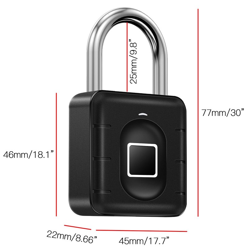 Fingerprint Padlock,AICase Bluetooth Thumbprint Lock,Support USB Charging IP67 Waterproof Smart