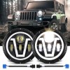Unbranded Pair 7 Inch LED Headlight High-Low Beam DRL Angel