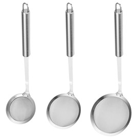 Set of 3 Stainless Steel Sieve Set, Stainless Steel Kitchen Strainer, Fine Mesh Ladle, Frying Filters, for Filtering Pasta, Flour, Tea, Coffee, Stir-Frying, Stew and Vegetables, 3 Sizes