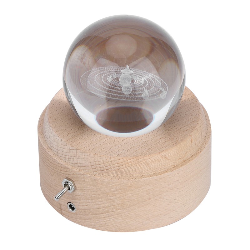 Solar System Pattern Crystal Ball Rotating Music Box USB Charging
