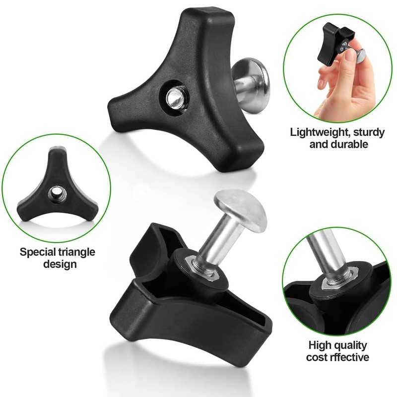 4 Sets Triangle Handle Knob Nut Screw Bolt Set for