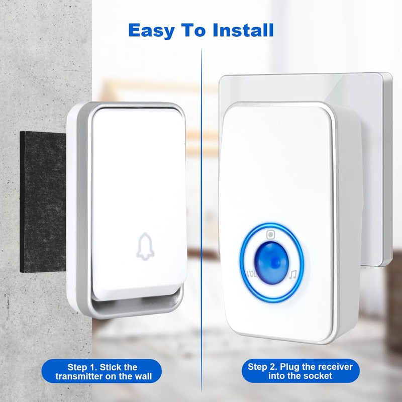 【No Battery Required】 Wireless Doorbell Waterproof, AURTEC Door Chime Kit
