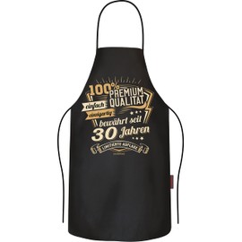RAHMENLOS Barbecue Apron Cooking Apron Kitchen Apron 30th Birthday Gift Pure Cotton, Premium 30