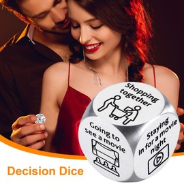 Date Night Dice - Stainless Steel Couple Dice Games for Adults | Fun Night Dating Decision Dice Choice-Making Tool for Boyfriend Girlfriend Couple