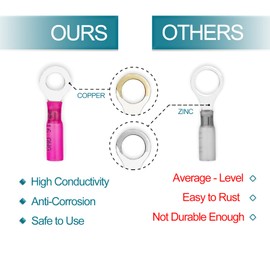 60 PCS Heat Shrink Wire Connectors, 22-16 AWG Ring Terminals, 22-16 Gauge #10 Automotive Marine Ring Connectors by Housun